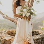 Show Me Your Mumu  Samantha Ruffle Wrap Dress Champagne Luxe Satin M Photo 0