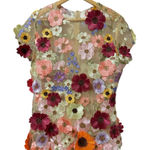 Boutique Shirt Women Size XL Embroidered Flowers Sheer Artsy Fairy Avant Swifty Photo 0