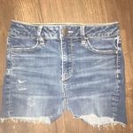American Eagle size 4 high rise super stretch x cutoff shorts Blue Photo 0