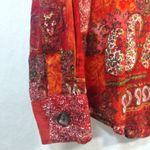 Chico's  Red Paisley Patchwork Boho Western Long Sleeve Button Up Blouse Size 1 Photo 2