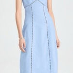 Madewell Sweetheart Midi Dress Boho Romantic Cottagecore Linen Cotton Blue NEW 2 Photo 0