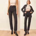 Reformation Cynthia Belted High Rise Straight Jeans Black Denim Casual Size 29 Photo 1