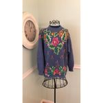 Kitty Hawk Vivian Wang Sweater 90’s Retro Purple Floral Crew Medium Photo 1