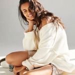 Free People Brookside Tunic Sweater Ivory V Neck Photo 3