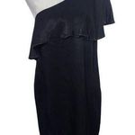 One Shoulder Black Satin Mini Dress Size XS Krisa Black Dress Photo 0