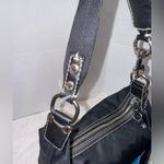 Coach Vintage Hampton 4984 Black Nylon Leather Trim Hobo Bag Purse Teal Interior Photo 11