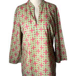 Brooks Brothers Brooks Brothers Shirt Women Medium Pink Green Geometric Cotton Tunic top Preppy Photo 0