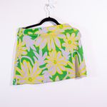 Zara Thick Knit Stretch Green Purple Yellow Floral Flower Print Pattern Skirt M Photo 2