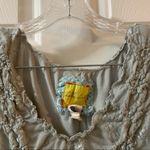 Bela Bird Seafoam Green/Grey Lace Overlay Blouse S Photo 2