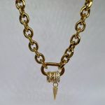 Gold chunky carabiner with charms statement built for girls who ride fast, anti tarnish. Photo 1