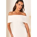 Lulus NWT  Exceptional Romance White Off-the-Shoulder Mermaid Maxi Dress Bride S Photo 8