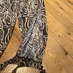 Swim Beach Cover Up Sheer Floral Zebra Split Leg Pants Black Cream Sz LARGE Photo 4
