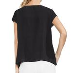 Vince Camuto NWOT Scalloped Eyelet Top Solid Black Blouse Short Sleeve Viscose Photo 1