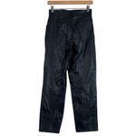 H&M  Faux Leather Pants Womens 4 Black High Rise Straight Leg Cropped Biker Edgy Photo 2