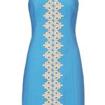 Lilly Pulitzer Pearl Shift Dress in Blue with Gold Embroidery Size 8 Photo 2