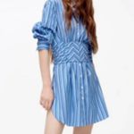 ZARA Cotton Poplin Striped Hourglass Fitted Belted Shirt Dress Small Photo 10