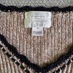 Christopher & Banks Vintage 90s  Tan Black Hand Embroidered V Neck Sweater Medium Photo 3