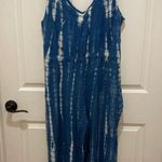 Sacred Threads NWT- Blue & White Tie Dye V-Neck Tank Jumpsuit L/XL Photo 3
