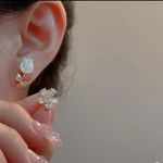New Luxury Zircon Water Drop Earrings for Women Korean Fashion Rhineston Gold Photo 4