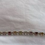 Vintage ADI Sterling Silver Thailand Multi Gemstone Link Bracelet 7” Gold Photo 5