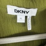 DKNY  Green Short Cuffed Sleeve Cropped Oversized Stretchy Button Up Blouse Sz XL Photo 3