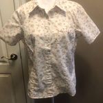basic editions COPY - Vintage Button Up Blouse White Pink Roses Size Large Photo 0