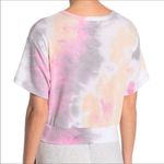 Lush Clothing NWT Lush Pink & White Tie Dye Short Sleeve Tie Cropped Top Size Small Photo 1