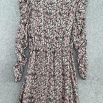 Leith  Women's Dress Long Sleeve Mini Size XS Floral Plunge Ruched Sleeve Photo 1