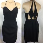 Saelee Black Cutout Back Zip Front Rubbed Mini Occassion Cocktail Dress 6 Photo 1