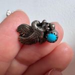 Vintage Sterling Silver Turquoise Eagle Earrings Womens Southwestern Style Photo 2
