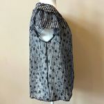 By the River Sheer Geometric Print Ruffle Sleeve Blouse Black/White Photo 2