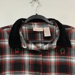 Basic Editions Holiday Women’s Plaid Button Up Shirt Embroidered Wreaths XL Red Photo 4