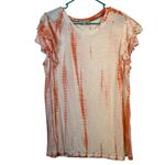 Knox Rose  Tie Dye White Orange Lace Ruffled Knit Blouse Size XL EUC #0920 Photo 1