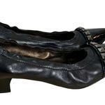 AGL Black Leather Chunky Heel Studded Pointed Cap Toe Heels Size 37.5 (US 7) Photo 3