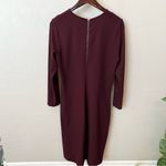 Vince  minimalist bodycon fitted dress, long slv maroon burgundy, stretchy, L Photo 2