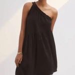 Anthropologie Ruffled One Shoulder Asymmetrical Mini Dress In Black Size XS Photo 0