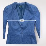 Benetton Womens Buttoned Polka Dot Blazer‎ Size 4 Blue Photo 2