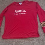Funny Christmas Party Tee Santa I Can Explain Leopard Cuffs Festive Casual L Red Size L Photo 4