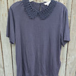 LK Bennett  Sloane Blue Top with Lace Collar Photo 0