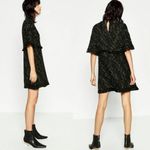 ZARA  Black Fringe Tweed Textured Knit Wide Sleeve Aline Mini Dress Medium Photo 12
