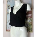 JustFab  Black Ribbed Knit V-Neck Wrap Front Sweater Tank Top XXL Photo 3