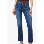 Paige Amber Mid Rise Straight Ankle Jeans Size 34 Dark Wash Raw Hem Photo 9