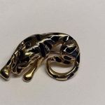 Black / Gold Tone Costume Jewelry Brooch Pin Rhinestone Eyes Wild Cat Photo 4