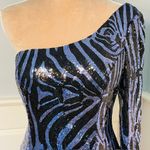 Alyce Paris Sequin Party Mini Dress Animal Print Black & Purple Size 10 Photo 2