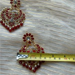 3 piece set earrings and tikka costume jewelry Pakistani Indian Bollywood Style Red Photo 7