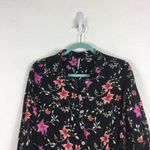 Free People Lighten Up Black Floral Long Sleeve Button Aline Mini Dress XS Photo 4