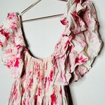Misa Dina Pink Abstract Rose Floral Off Shoulder Mini Dress Size Extra Small Photo 5