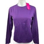 Terez  NWT Women Purple Round Neck Long Sleeve Activewear Sports T-Shirt Top Sz L Photo 0