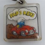 Vintage Smurfs Driving Car Dad's Keys Keychain Red Photo 2