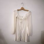 Princess Polly Don’t Be Salty Mini Dress Velvet Leopard Print Ivory Flocked Photo 1